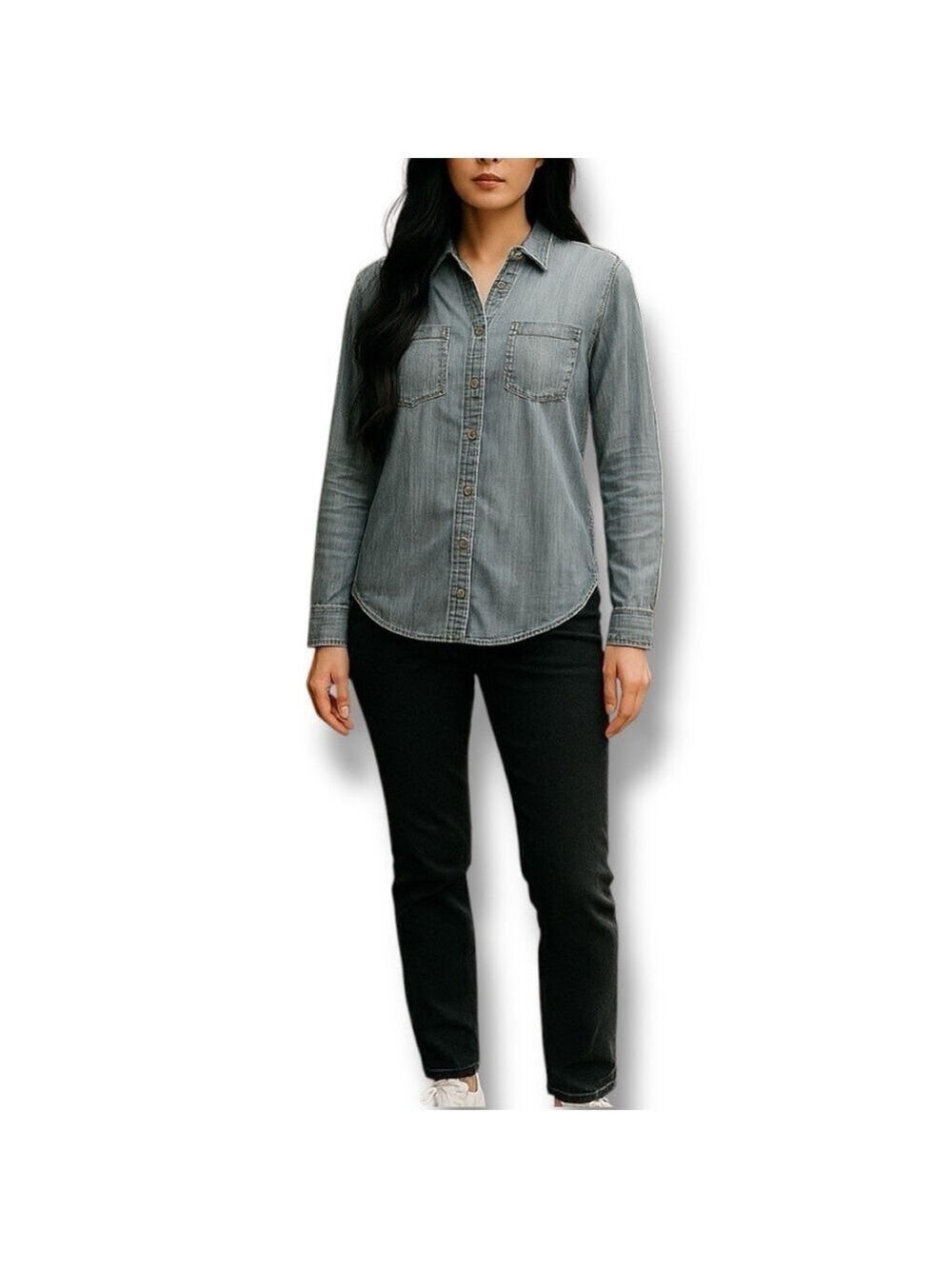Cloth & Stone Anthropologie Gray Denim Button-Up Shirt – Size Small